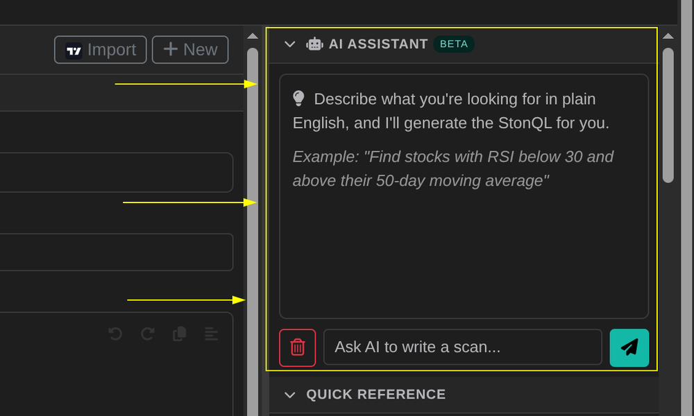 Screenshot showing where to locate AI chat assistant